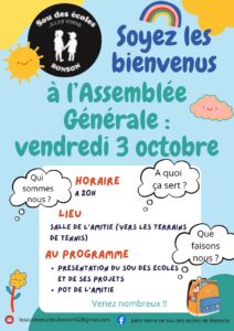 Assemblée générale du Sou des écoles @ salle de l'amitié