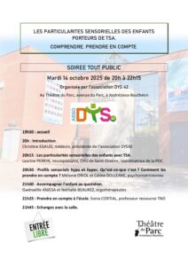 Association DYS 42 (soirée à thème : enfant porteur de TSA) @ théâtre du parc -
